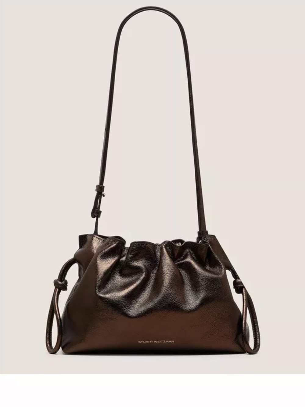 Stuart Weitzman Mia Mini leather bag in Metallic brown removable strap